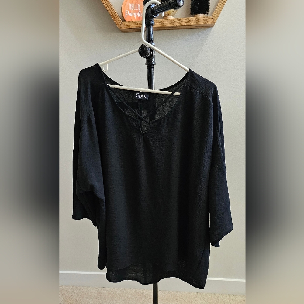 Black Spin USA Blouse – 1XL (Labeled 2XL)
